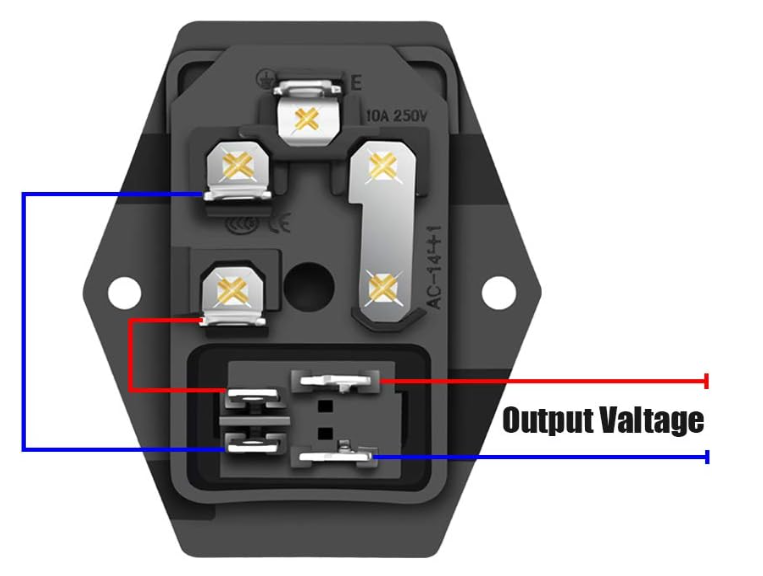 Fused power switch rear terminal reference