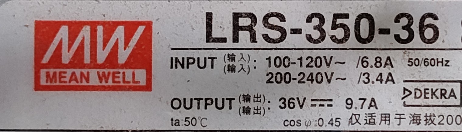 Mean Well LRS-350-36 label